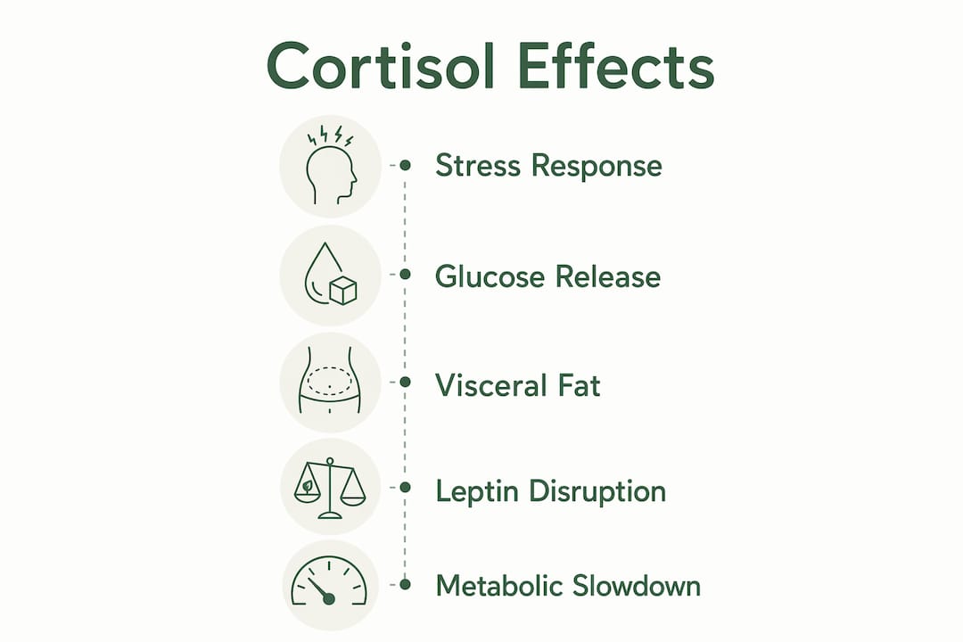 Infographic showing cortisol effects stages
