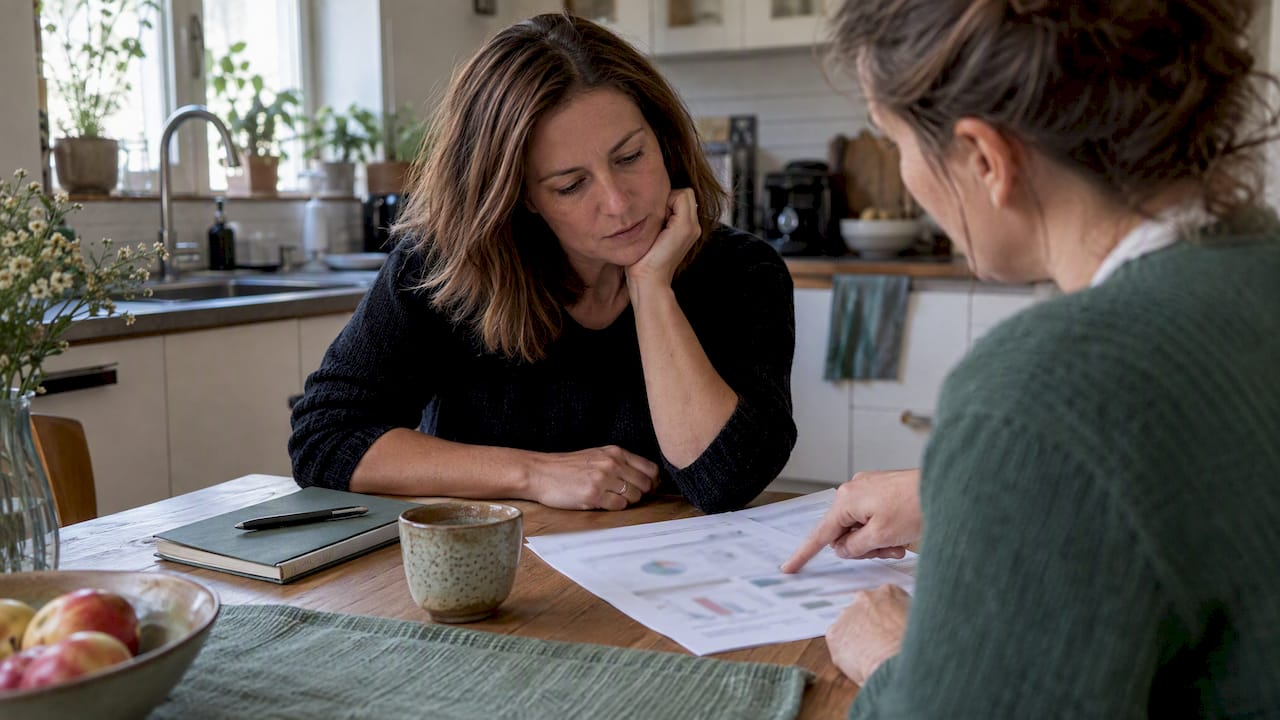 Woman reviewing DUTCH report with clinician