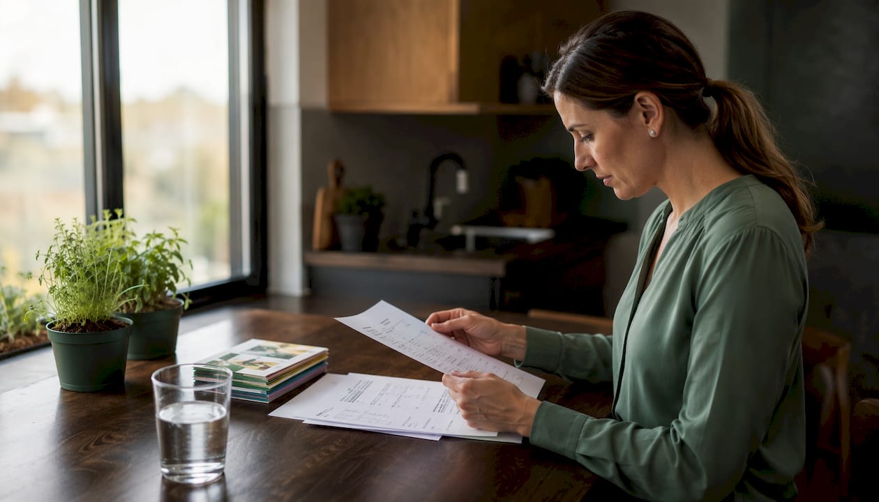 Healthcare practitioner reviewing lab reports in clinic