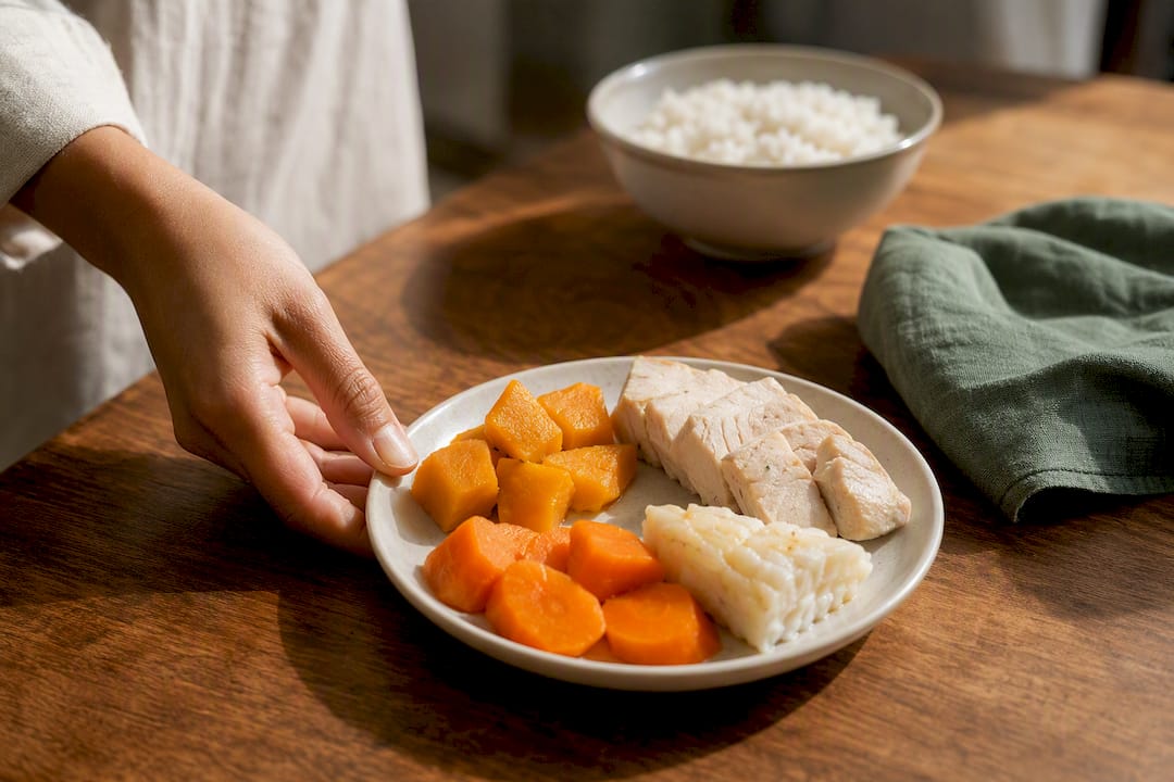 Gastritis-friendly meal with chicken and vegetables