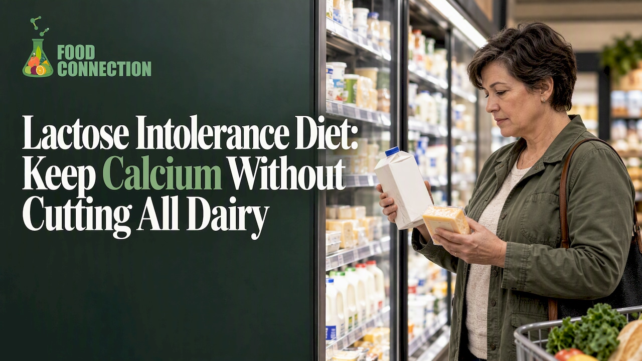 Shopper choosing milk and cheddar