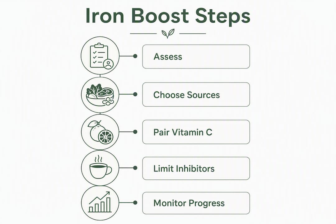 Infographic showing steps to boost iron stores