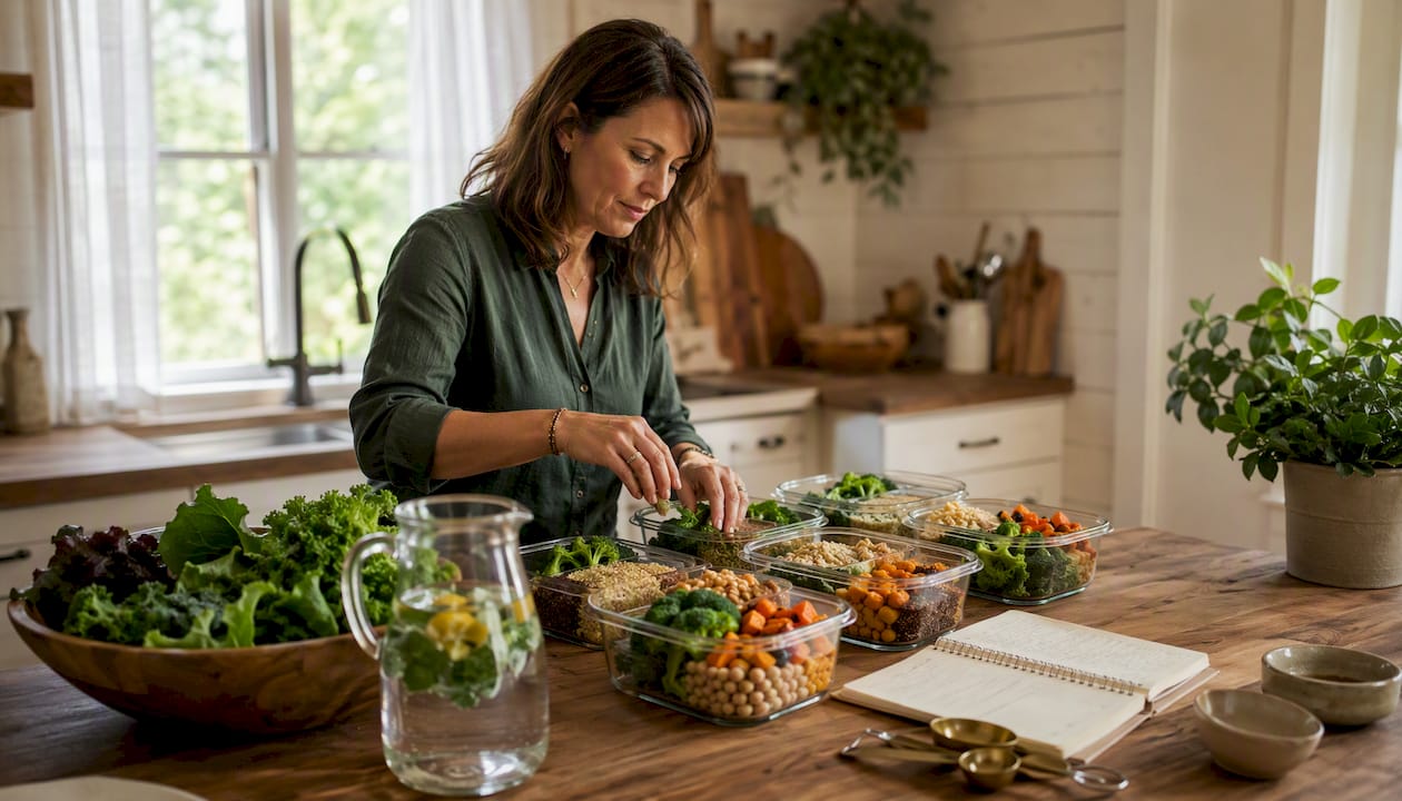 Nutritionist preparing sustainable diet meals